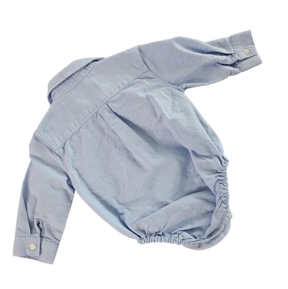 Janie and Jack Sky Blue Baby Oxford Bodysuit Size 6-12 Months